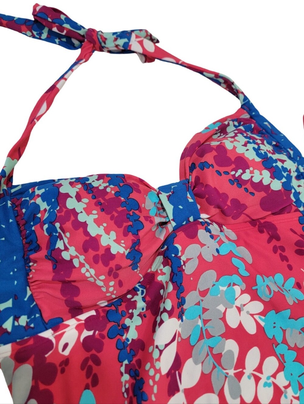 Boden Halter One Piece Bathing Swimsuit Retro Floral Pink Blue Women’s Size 10 - Picture 8 of 17